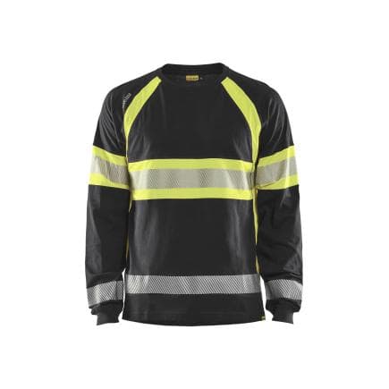 BLAKLADER 3510103099334XL - T-shirt manches longues haute-visibilité Noir/Jaune