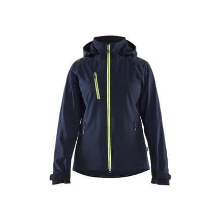 BLAKLADER 471925138633S - Veste Softshell Femme Bleu marine foncé/Jaune fluo