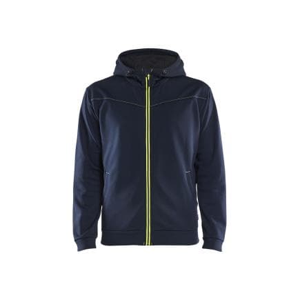 BLAKLADER 336325268633XXL - Sweat zippé à capuche Bleu marine foncé/Jaune fluo