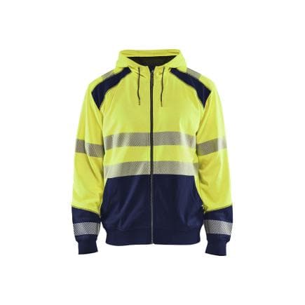 BLAKLADER 354625283389L - Sweat zippé à capuche haute-visibilité Jaune/Marine