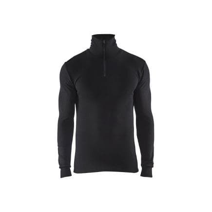 BLAKLADER 489117059900XL - Haut de sous-vêtements col zippé WARM 50% merino Noir