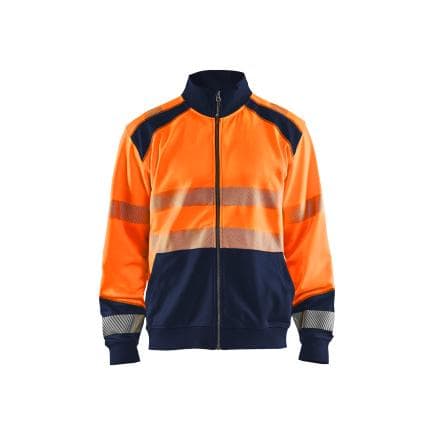BLAKLADER 355825285389XL - Sweat zippé haute-visibilité Orange/Marine