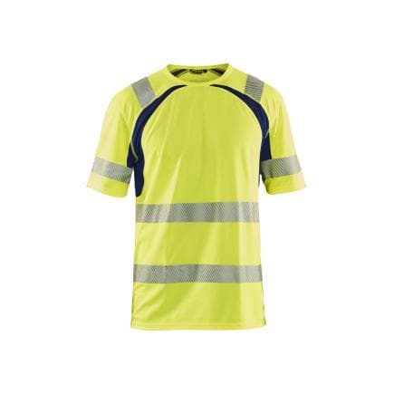 BLAKLADER 339710133389S - T-shirt haute-visibilité anti-UV Jaune/Marine