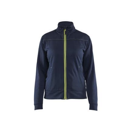 BLAKLADER 339425268633M - Sweat zippé femme Bleu marine foncé/Jaune fluo