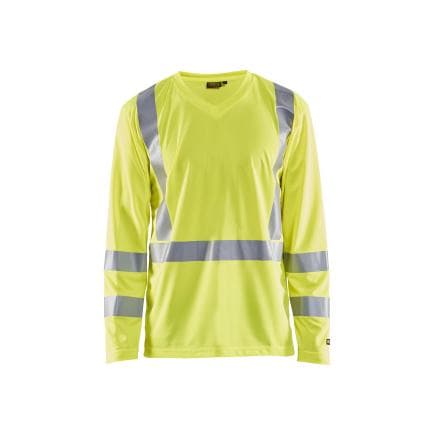 BLAKLADER 338310113300XL - T-shirt manches longues col V haute visibilité anti-UV anti-odeur Jaune