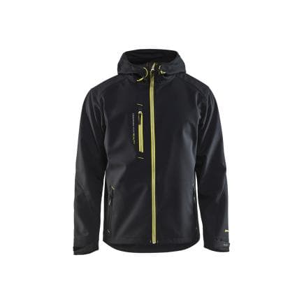 BLAKLADER 494925179933XXL - Veste Softshell à capuche Noir/Jaune