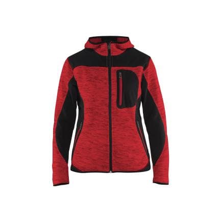BLAKLADER 493121175699M - Veste tricotée à capuche femme Rouge/Noir