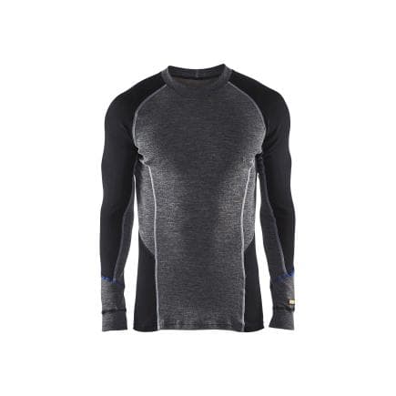 BLAKLADER 489717329699S - Haut de sous-vêtements WARM 100% merino Gris moyen/Noir