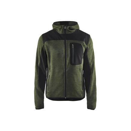 BLAKLADER 493021174699L - Veste tricotée à capuche Vert armée/Noir