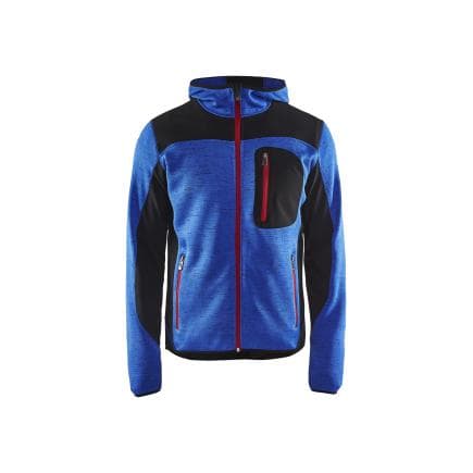 BLAKLADER 493021178599XL - Veste tricotée à capuche Bleu roi/Noir