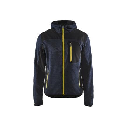 BLAKLADER 493021178635M - Veste tricotée à capuche Marine foncé/Jaune