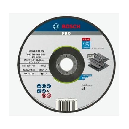 BOSCH 2608619772 - Disque à tronçonner déprimé Standard pour Inox 180 x 1,6 x 22,23 mm