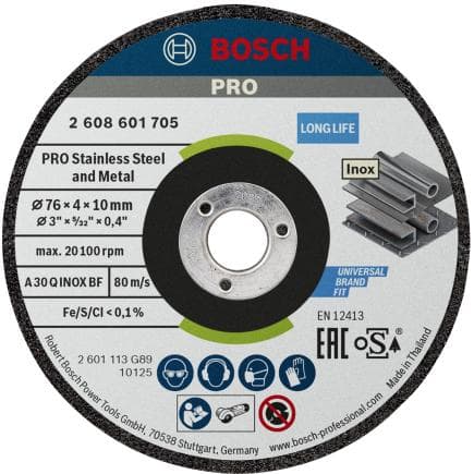 BOSCH 2608601705 - Meule PRO en acier inoxydable et métal pour mini meuleuses d’angle avec un alésage de 10 mm (2 pièces).