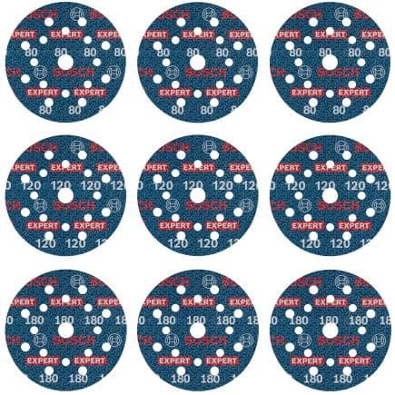 BOSCH 2608902407 - Ensemble de disques ponçables avec support de film EXPERT ø780, 125 mm (9 pièces) (multipack)