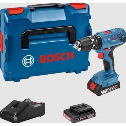 BOSCH 06019H1107 - GSB 18V-21 - Perceuse sans fil 18V en coffret avec 2 batteries 2Ah et chargeur, 0 - 480 / 0 - 1.800 rpm, ø vis max. 10 mm