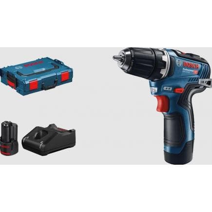 BOSCH 06019H8002 - GSR 12V-35 - Perceuse sans fil 12V en coffret avec 2 batteries 3Ah et chargeur, 0 - 460 / 0 - 1.750 rpm, ø vis max. 8 mm
