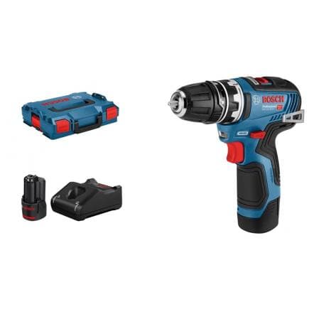 BOSCH 06019H3001 - GSR 12V-35 FC - Perceuse sans fil 12V en coffret avec 2 batteries 3Ah, chargeur et broche, 0 - 460 / 0 - 1.750 rpm, ø vis max....