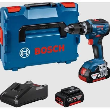 BOSCH 06019H5300 - GSB 18V-55 - Perceuse sans fil 18V en coffret avec 2 batteries 4Ah et chargeur, 0 - 460 / 0 - 1.800 rpm, ø vis max. 10 mm