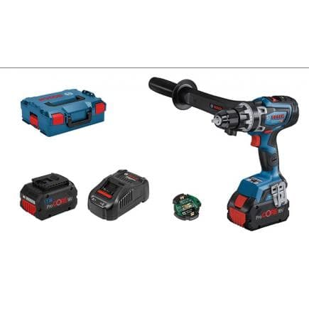 BOSCH 06019J5005 - GSR 18V-150 C - Perceuse sans fil 18V en coffret avec 2 batteries 8Ah, chargeur et module Bluetooth, 0 - 550 / 0 - 2.200 rpm, ø...