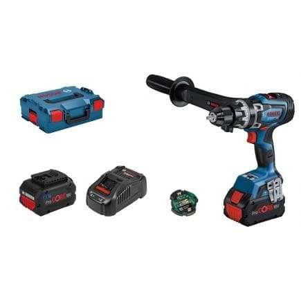 BOSCH 06019J5105 - GSB 18V-150 C - Perceuse sans fil 18V en coffret avec 2 batteries 8Ah, chargeur et module Bluetooth, 0 - 550 / 0 - 2.200 rpm, ø...