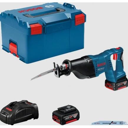 BOSCH 060164J00B - GSA 18 V-LI - Scie sabre sans fil 18V en coffret avec 2 batteries 5Ah et chargeur, profondeur de coupe 250 mm.
