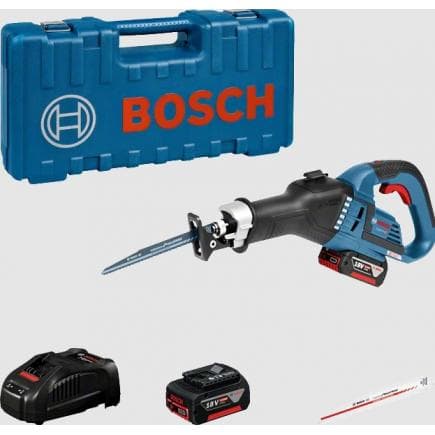 BOSCH 06016A8106 - GSA 18V-32 - Scie sabre sans fil 18V en coffret avec 2 batteries 5Ah et chargeur, profondeur de coupe du bois 230 mm