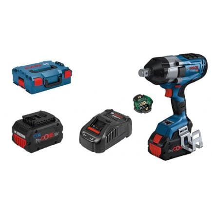 BOSCH 06019J8202 - GDS 18V-1050 HC - Visseuse à chocs 18 V 1050 Nm en mallette avec 2 batteries 8Ah, chargeur et module Bluetooth