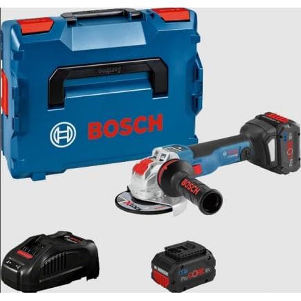 BOSCH 06017B0401 - GWX 18V-10 SC - Meuleuse d'angle sans fil avec X-LOCK 18 V 4.500 - 9.000 rpm en coffret avec 2 batteries 8Ah et chargeur