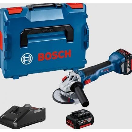 BOSCH 06019J4007 - GWS 18V-10 - Meuleuse d'angle sans fil 18V 9.000 rpm en coffret avec 2 batteries 4Ah et chargeur