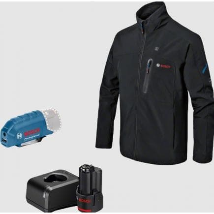 BOSCH 06188000G0 - GHJ 12+18V XA - Veste chauffante 12V noire avec batterie et chargeur