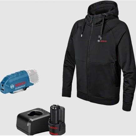 BOSCH 06188000GE - GHH 12+18V XA - Sweat-shirt chauffant noir 12V avec batterie et chargeur