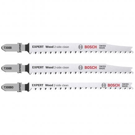 BOSCH 2608900559 - Jeu de lames de scie sauteuse Expert ''Wood 2-side clean'' T308B/BO (3-pcs.)