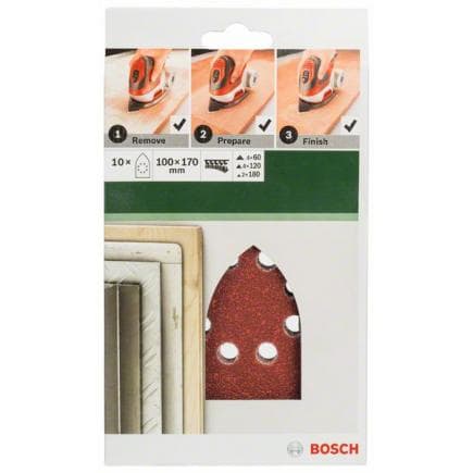 BOSCH 2609256A66 - Jeu de feuilles abrasives avec 11 trous pour ponceuse de palme