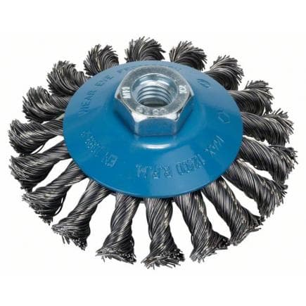 BOSCH 2609256511 - Brosse conique pour meuleuses d'angle et axiales avec fil tressé, 100 mm