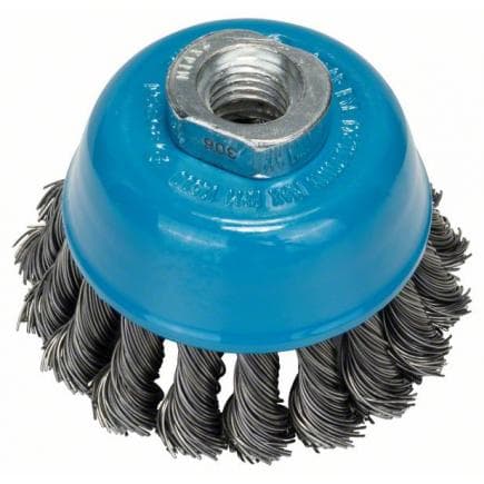 BOSCH 2609256503 - Brosse métallique pour meuleuses d'angle et meuleuses droites avec fil ondulé, laitonnée, M14 ø75mm