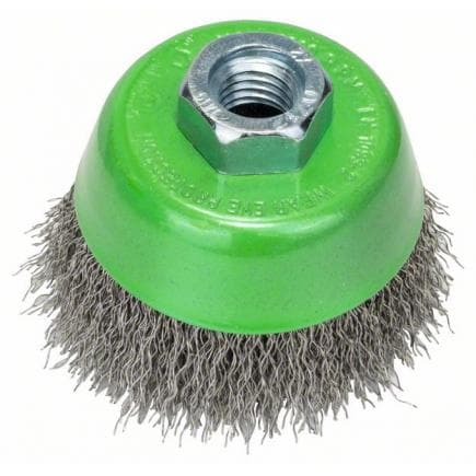 BOSCH 2609256501 - Brosse boisseau pour meuleuses d'angle et axiales avec fil ondulé, inoxydable M14 ø65mm