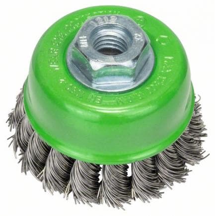 BOSCH 2609256504 - Brosse boisseau pour meuleuses d'angle et axiales avec fil tressé, inoxydable M14 ø75mm
