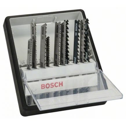 BOSCH 2607010540 - Jeu de lames de scie sauteuse ''Robust Line'' variété de bois avec tige en T (10 pcs.)