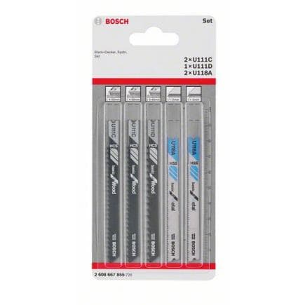 BOSCH 2608667855 - Jeu de lames de scie sauteuse à queue en U ''Wood and Metal'' (5 pièces)
