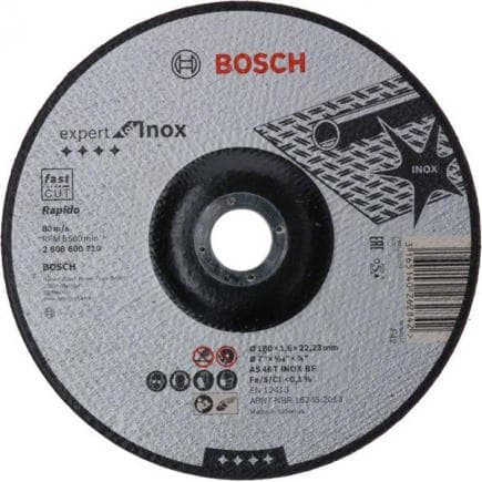 BOSCH 2608600710 - Disque à découper ''Expert for Inox - Rapido'' avec centre déprimé AS 46 T INOX BF