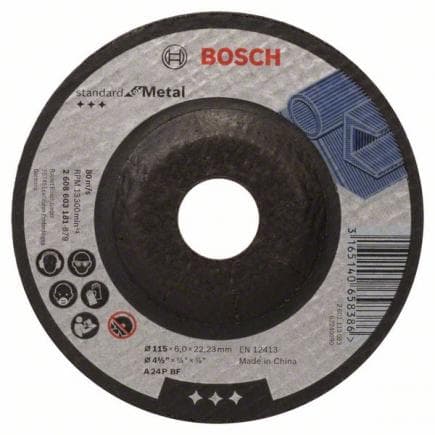 BOSCH 2608603181 - Disque de prépolissage ''Standard for Metal'' avec centre déprimé A 24 P BF