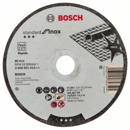 BOSCH 2608603170 - Disque à découper droit WA 46 T BF ''Standard for Inox''.