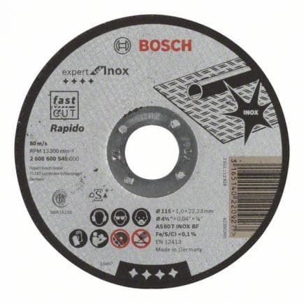 BOSCH 2608600545 - Disque droit AS 60 T INOX BF ''Expert for Inox - Rapido''.