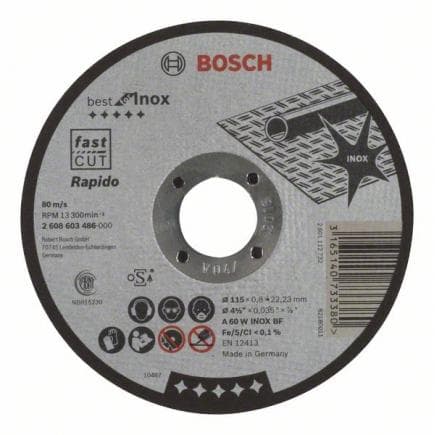 BOSCH 2608603486 - Disque à découper droit A 60 W INOX BF "Best for Inox - Rapido".