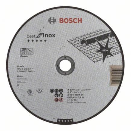 BOSCH 2608603500 - Disque à tronçonner droit ''Best for Inox - Rapido'' A 46 V INOX BF