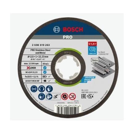 BOSCH 2608619263 - Disques à tronçonner droits X-LOCK "Expert for Inox+Metal"