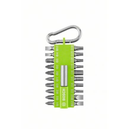 BOSCH 2607012002 - Assortiment d’embouts de vissage avec mousqueton, 21 pièces (vert clair) - version présentoir