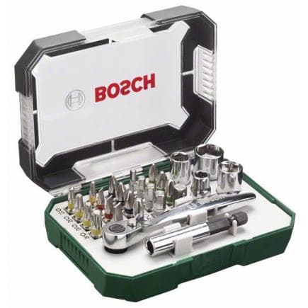 BOSCH 2607017322 - "Rainbow Evo" Set d’embouts de vissage + cliquet, 26 pièces