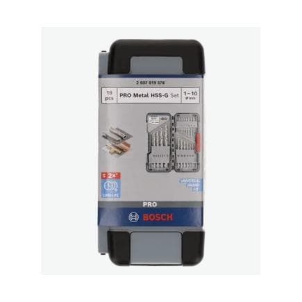 BOSCH 2607019578 - Coffret de 18 forets à métaux Toughbox HSS-G, DIN 338, 135°