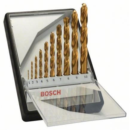 BOSCH 2607010536 - Coffret de 10 forets à métaux "Robust Line" HSS-TiN, 135°